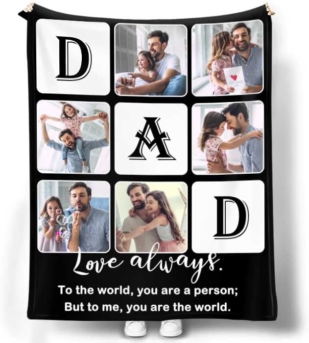 Regalos personalizados para padres de parte de la hija, manta personalizada con imágenes, mantas personalizadas para papá con fotos propias, regalo