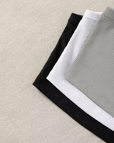 Image of (Pack of 3) Stylish Sleeveless Round Neck Ribbed Tank Tops for Women and Western Crop Top