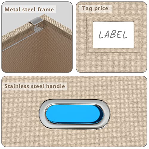 Dywmm File Folder Organizer - Set Of 2 Collapsible Decorative Linen Filing Storage Hanging File Box With Lids Office File Cabinet For Space Saving (14X9.3X10.9 Inch) (Beige) #TOP3