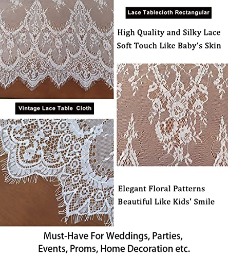 Shinybeauty Lace Tablecloth 60X120 Inch 10 Packs White Lace Tablecloth Reactangular Floral Lace Tablecloth Covers For Tea Party Embroided Lace Tablecloth Overlay #TOP4