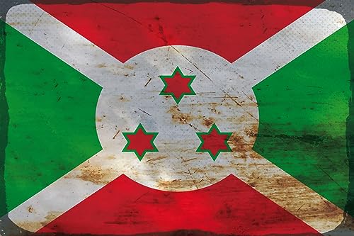 AGDeko® Blechschild Bur&i Flag Fahne Flagge of Bur&i Rost Größe 30x20 cm