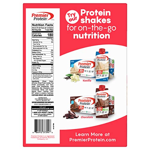 Post Premier Protein Mixed Berry Almond cereal, high protein cereal