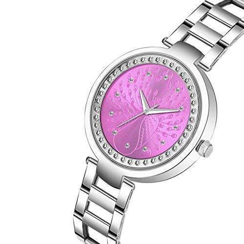 Image of Acnos Silver Plated Mesh Chain Analog Watch for Women - Black /Blue /White /Pink /Brown Dial