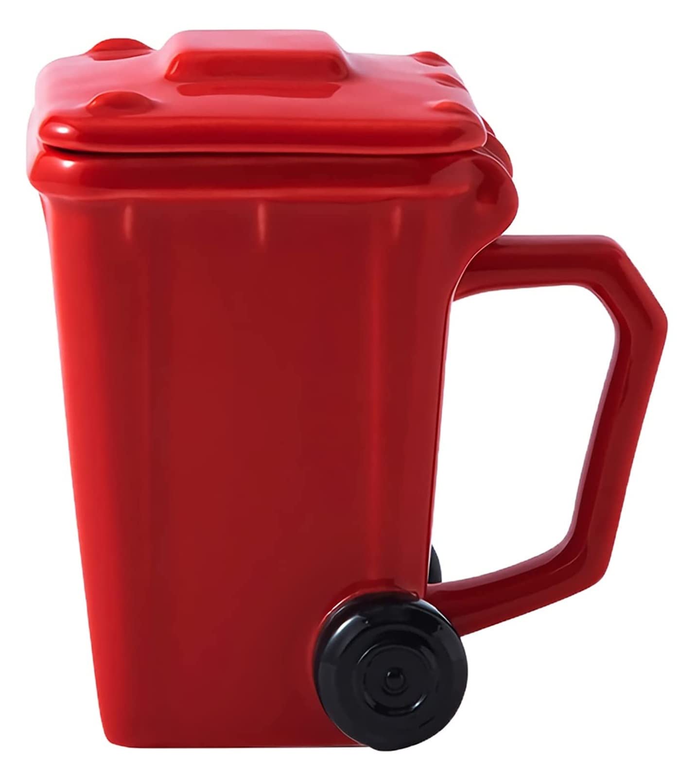 BOSUGECreative Coffee Cup Coffee Mug Ceramic Milk Cup Travel Mug With Lid And Handle Quality Ceramic Mug Gift For Kids Men Women, 13.5 Oz (Color : Red) (Color : Red)