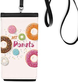 Doughnut Dessert Sweet Food Pattern Phone Wallet Purse Hanging Mobile Pouch Black Pocket