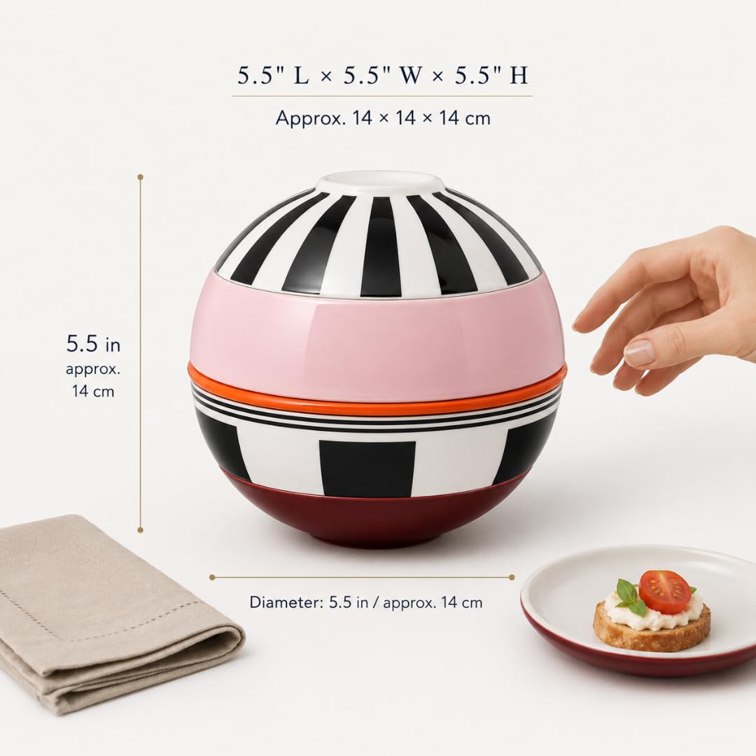 Villeroy & Boch - La petite Boule memphis, vajilla de porcelana, juego de cuencos, 5 piezas. Set de servicio, 14 cm Ø, apto para lavavajillas y microondas, multicolor