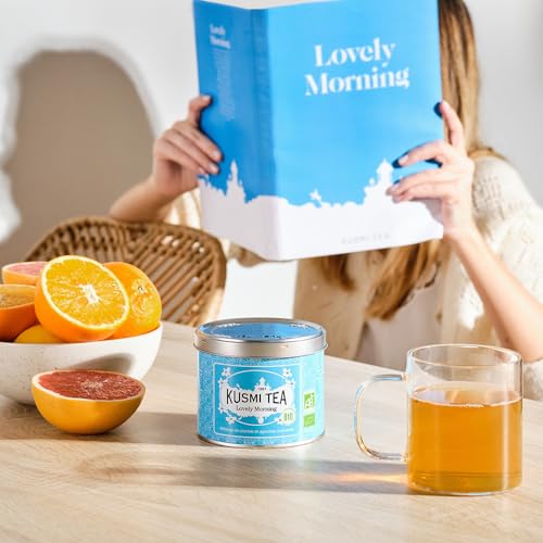 Kusmi Tea - Lovely Morning - Bio-Mischung aus grünem Tee, Mate, Zitrone, Guarana, Grapefruit und Orange - Loser Tee - 100 g Metalldose - Menge für etwa 50 Tassen