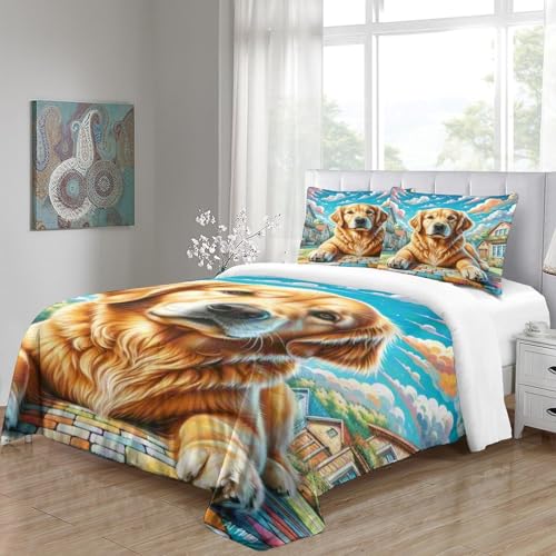 Housse de couette Golden Retriever fermeture éclair lit double - 5