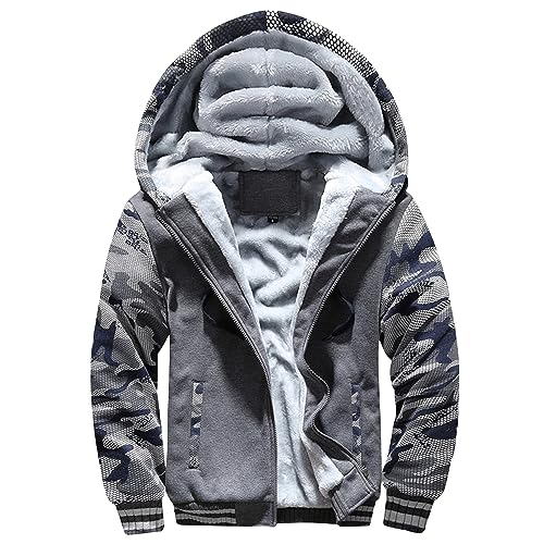 Men's Pullover Winter Jackets Sherpa Hoodie Jacket Fleece Lined Zip Up Warm Hoodies Sweatshirt Soft Thick Coats for Men