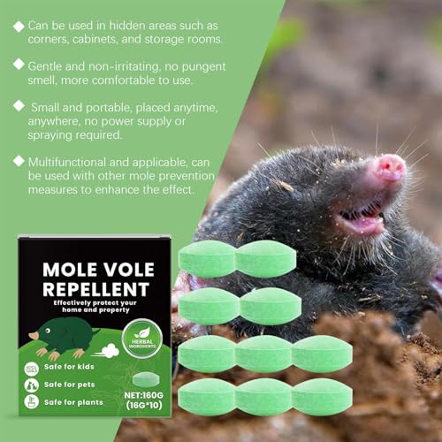 Prevenção de Toupeiras e Ratos-de-Campo - Afastar Arganazes do Jardim,Comprimidos Repelentes Rápidos