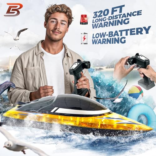 image for BEZGAR RC Boat, 16 inch Big Remote Control Boat for Kids and Adults, 3
