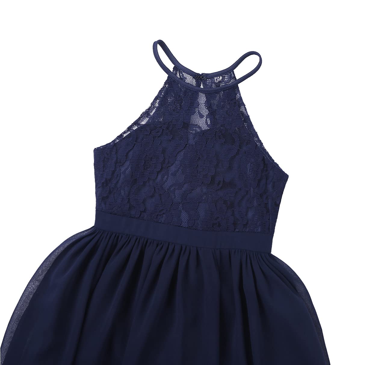 TiaoBug Vestito Bambina Elegante Principessa Abito da Cerimonia in Pizzo Floreale e Chiffon Vestito Lungo Senza Maniche Damigella d'Onore Matrimonio Sposa Feste Compleanno