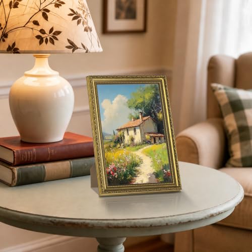 Image of eletecpro 8x12 Vintage Picture Frame, Glass Cover, Gold, 2-Pack