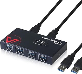 USB 3.0 Switch 2 Computers Sharing 4 USB Devices, KVM Switch USB Hub for Keyboard Mouse Printer Scanner U-Disk, Hard Drives, Headsets, KVM Console Box for Mac/Windows/Linux