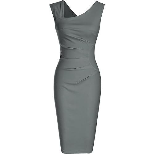 MUXXN Women's Retro 1950s Style Sleeveless Slim Business Pencil Dress