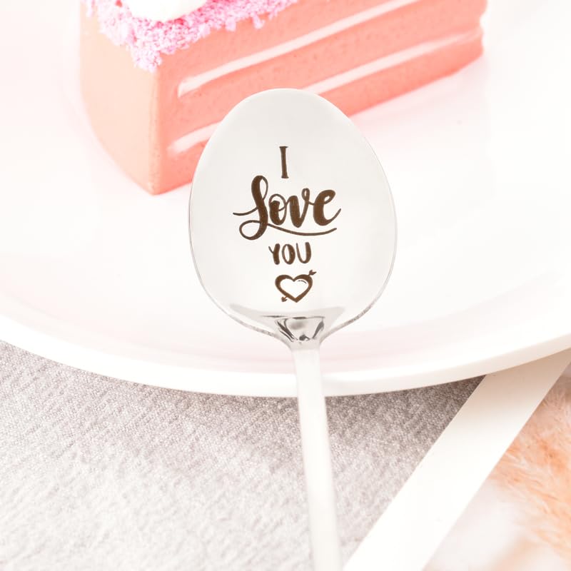 Love & Coffee Engraved Spoon - 304 Stainless Steel, Gift For Wife, Husband, Couple (Birthday, Anniversary, Valentine's)