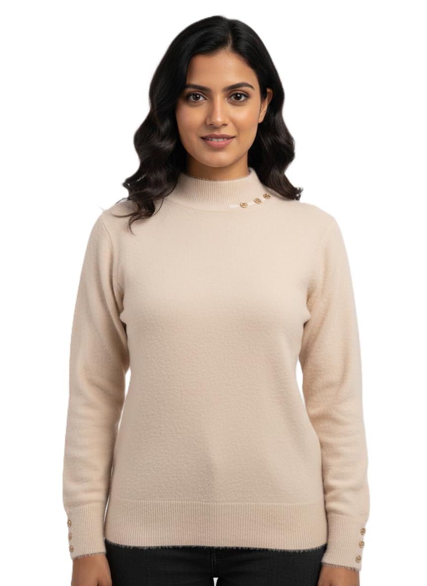 kti Women's Full Sleeve Mock Neck Hair Fabric Pullover Top for Winter Free Size-picture-24