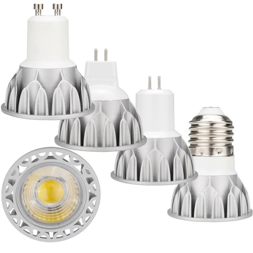 Bombillas para el hogar, Paquete de 10, focos LED COB, CA 110 V, GU10/E27/GU5.3, 5 W, Regulables, ángulo de Haz de 45 Grados, para decoración del hogar y la Oficina.