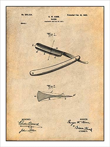 Studio 21 Graphix 1902 Straight Razor Patent Print Art Poster UNFRAMED Parchment 18" X 24"