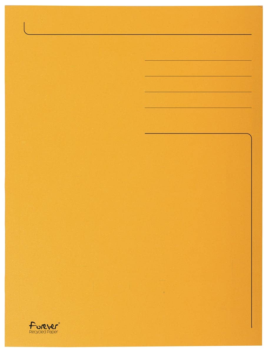 Exacompta - Réf. 448009E - Paquet de 50 chemises rigides imprimées avec 3 rabats Forever® 280 g/m² - 100% recyclées et certifiées Ange Bleu - dimensions 24 x 32 cm pour format A4 - couleur orange