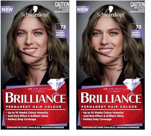 Schwarzkopf Brilliance Cool Browns Permanent Hair Colour, 73 Frosty Brown (Pack of 2)