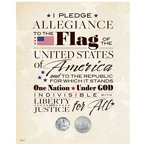 Pledge of Allegiance | Genuine Bicentennial Quarter, Half Dollar Reverse Side | 7x5 Matted Card | Certificate of Authenticity – American Coin Treasures