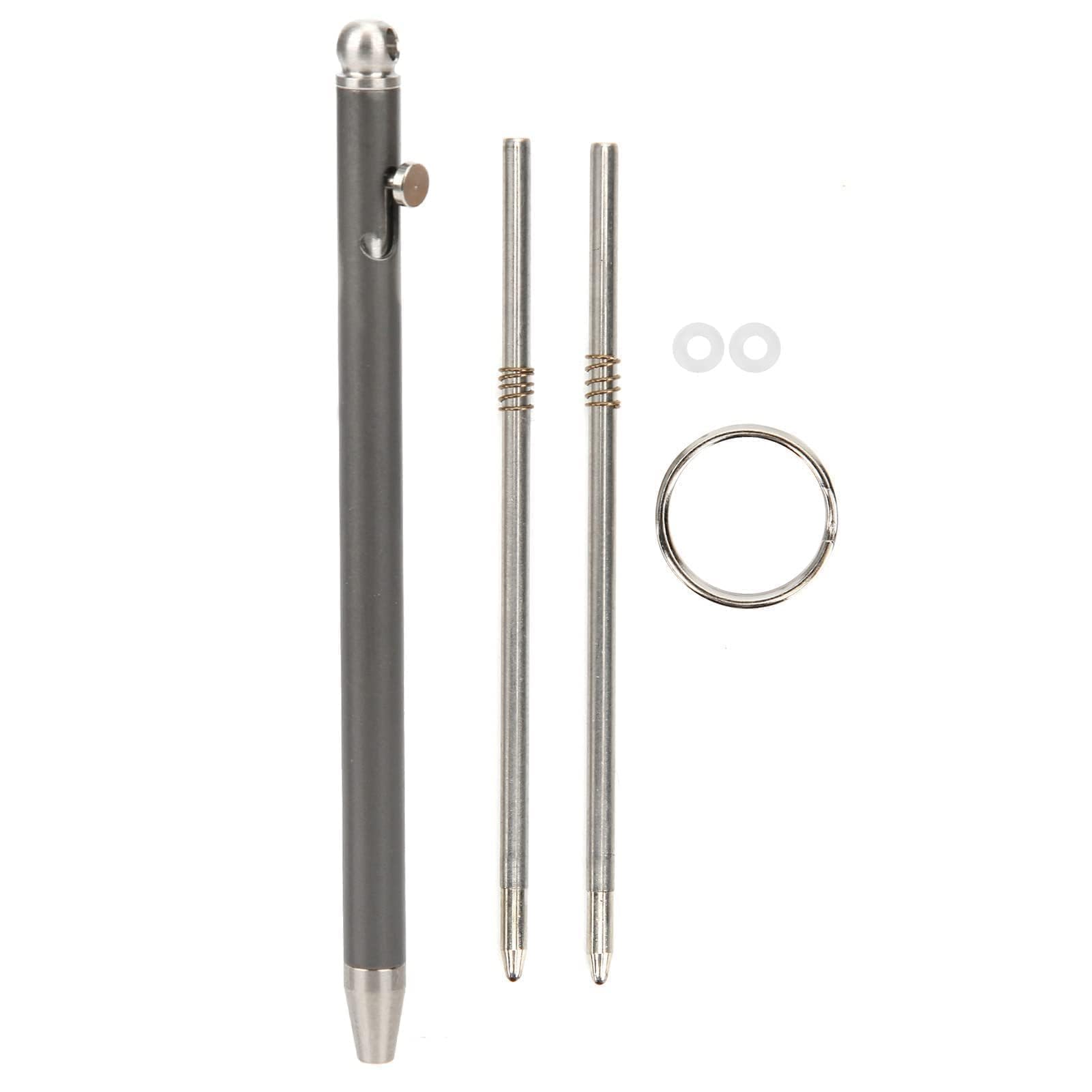 VBESTLIFE Mini-Stift aus Reinem Titan, , Tragbar, Schlüsselanhänger, Zeichen, Kugelschreiber, Schreibgerät (Grau)