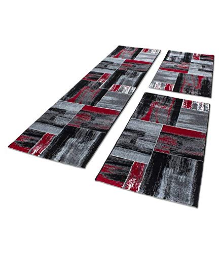 Carpettex Teppich Tapis Set Coureur moderner Designe Lima 1350 Rouge