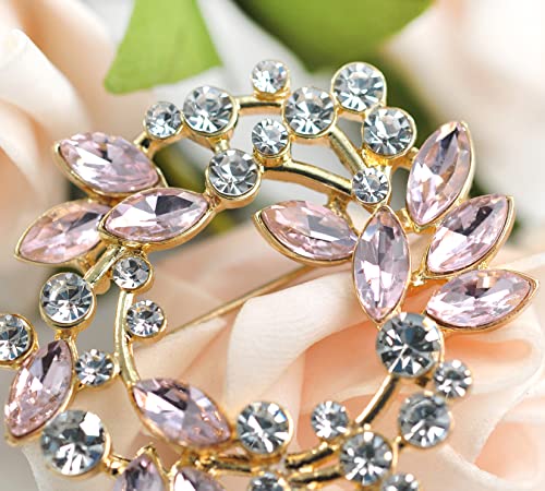 Image of Gyn&Joy Clear Crystal Rhinestone Floral Wreath Pin Brooch BZ005