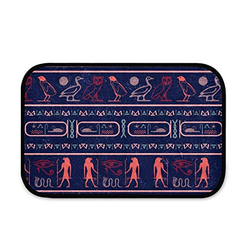 LZXO Plüsch-Badezimmerteppich, ägyptischer Tribal-Hieroglyphen-Tierteppich, rutschfest, waschbar, 60 x 40 cm