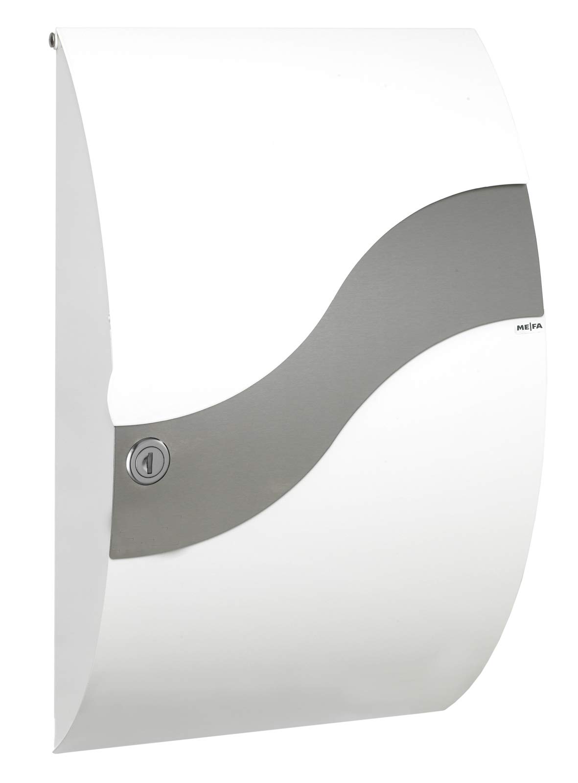 Renz630000DE MEFA Wave 630 Letterbox (Colour Traffic White, Stainless Steel, Front Mail Flap, Size: 540 x 315 x 155 mm)