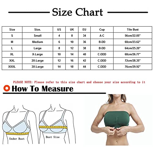 Women Stretch Strapless Bra - Summer Bandeau Crop Tube Top Bra,Seamless Plus Size Removable Padded (Dark Green,S) #TOP6