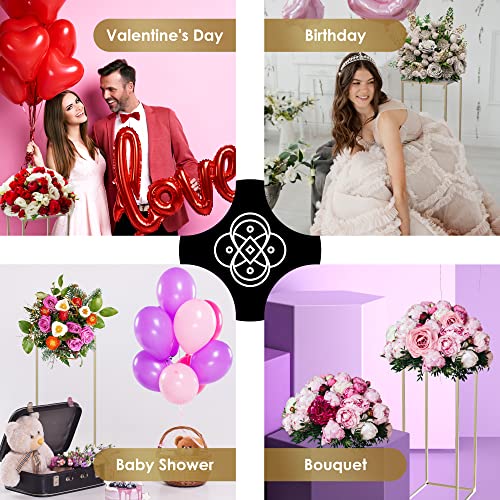 Glowmati Flower Stand For Wedding (5 Pcs) - Detachable Gold Metal Flower Vase Set For Floral Arrangements And Centerpieces, For Party Or Home Decor - Includes Acrylic Panel, Carry Bag And Led Lights #TOP3