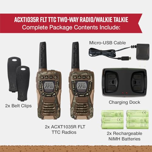Image of Cobra ACXT1035R FLT Waterproof Walkie Talkies - Rechargeable, Floats, 22 Channels, Long Range 37-Mile Two-Way Radio Set (2-Pack)
