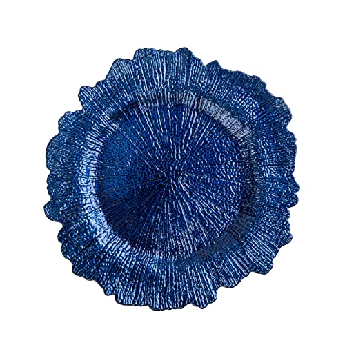 Pack de 10 platos cargadores acrílicos reef azul marino miniatura 1