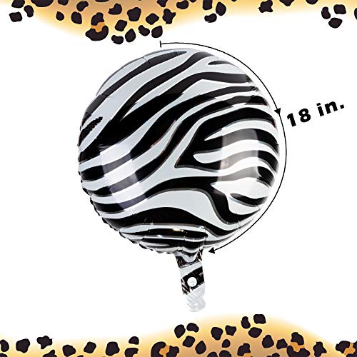 20 Pieces Round Aluminium Foil Balloons Tiger Leopard Zebra Pattern Helium Balloon Jungle Animals Kids Party Supplies Wildlife Print Balloons For Zoo Themed Birthday Decorations Backdrop, 18 Inches #TOP2