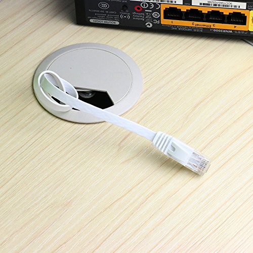 NCElec Weatherproof Flat Cat 6 (Cat6) Ethernet Cable, RJ45 Connector, 32AWG, Up to 1.0 Gbps and 250 MHz (100Ft, White) - Thumbnail 7