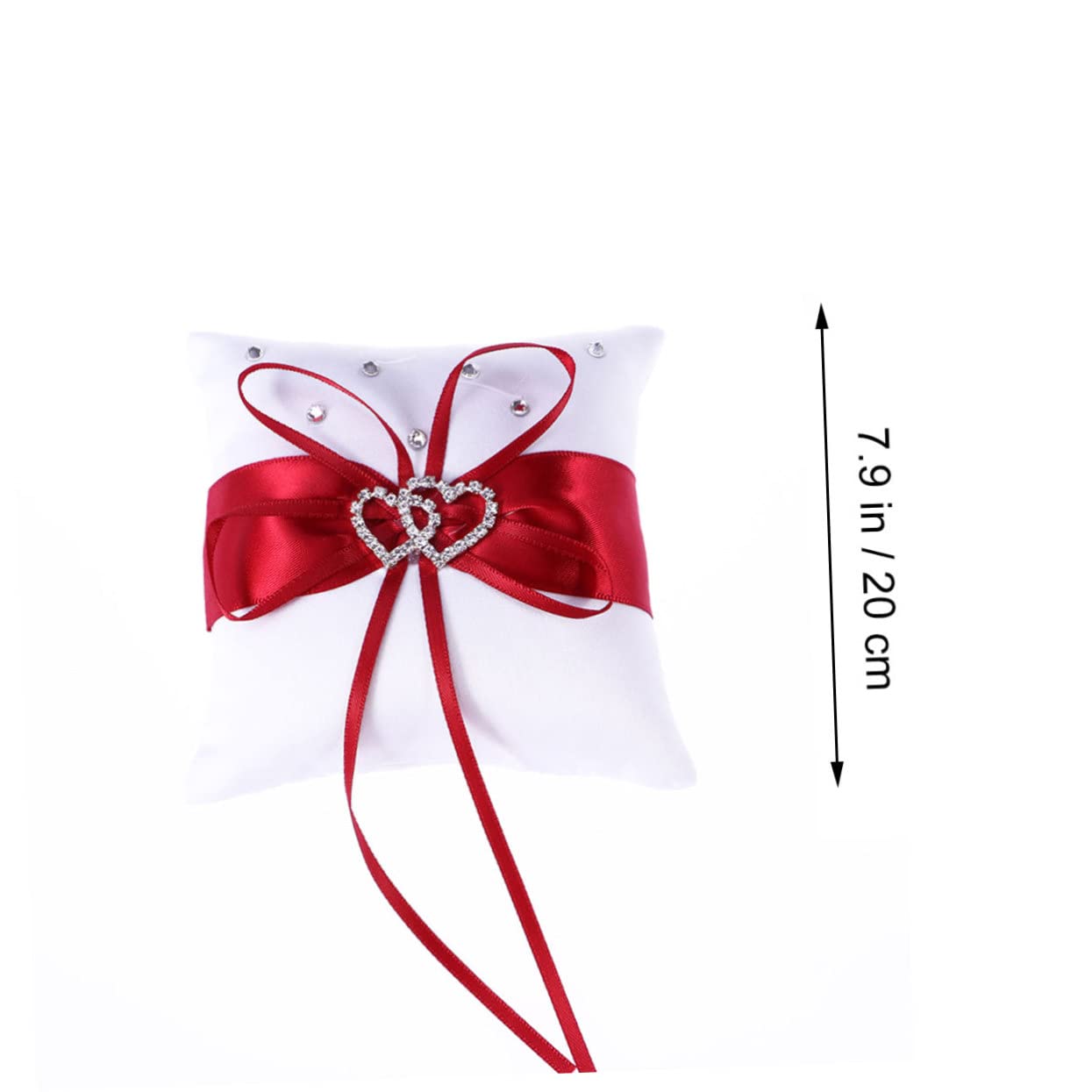 PRETYZOOM Wedding Ring Pillow Heart Shape Ring Pillow Rhinestones for Wedding Ceremony 20 x 20 Cm
