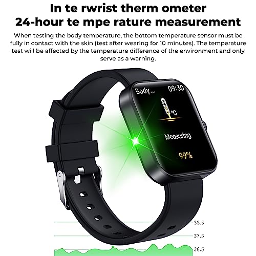 F57L Smart Watch Blood Glucose Monitoring Blood Sugar Monitor Fitness Tracker With Blood Pressure Blood Oxygen Body Temperature Heart Rate Monitor Calorie Step Counter Smartwatch For Men Women (Black) #TOP4