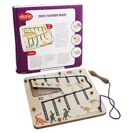 Skola Toys Wood Dino Magnetic Number Maze