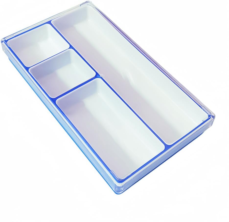 4-Compartment Watch Parts Organizer Tray, Plastic Storage Box for Repair Tools & Movement Components