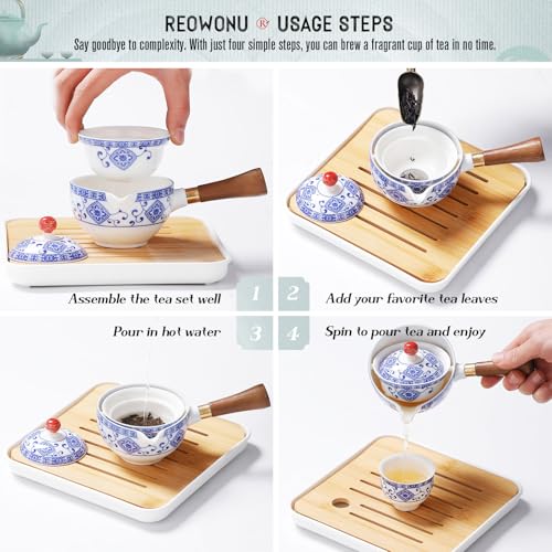 REOWONU Portable Gongfu Tea Set with 360° Rotation