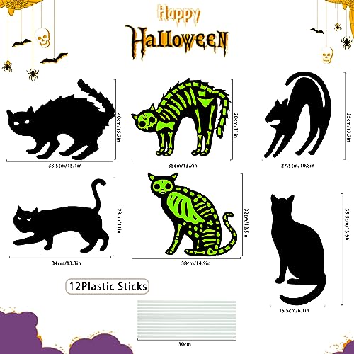image for Anboor 6Pcs Black Cat Halloween Yard Signs Decoration with 12 Stakes, 