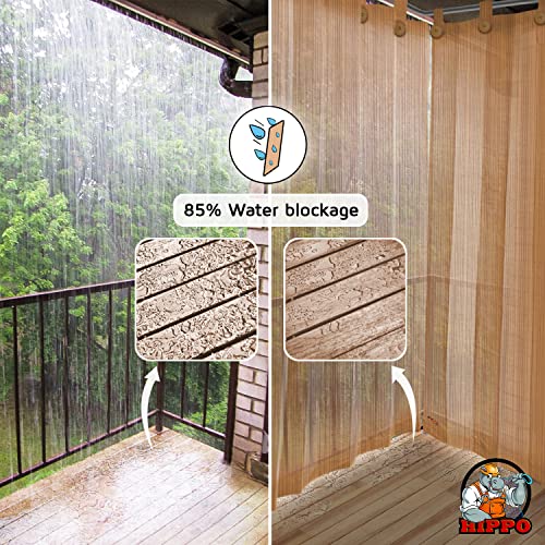 Image of HIPPO High Density Polyethylene 150 GSM Outdoor Loop Curtains Sun & UV Protection, Light-Filtering Balcony Curtain (Beige-Brown, 4.5FTX9FT, 1PC)
