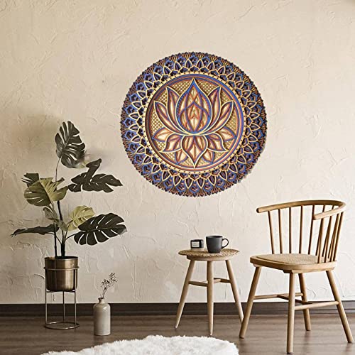 Yothfly Lotus Flower Mandala-Art Wall, Lotus Flower Mandala Metal Wall Hanging For Room Decoration Bohemian Wall Art (A) #TOP4