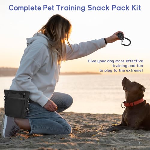 Leckerlitasche für Hunde Set mit Hundeleckerlis InnenTasche in Silikon Trainingsklicker und Hundekotbeutelspender Gürteltasche für Hundefutter Aufbewahrung für Hunde Training Gassi Gehen Reise