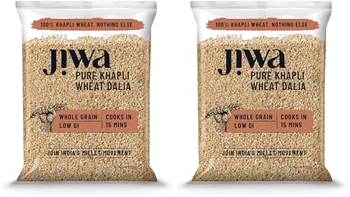 Image of Jiwa Pure Khapli Wheat Dalia | Cooks In 15 Minutes | Broken E Mmer Daliya | Low GI | Suitable For Diabetics | 500 G (Pack of 2)