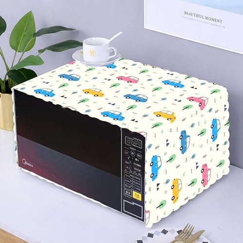 Image of Printed Microwave Oven Cover | Dustproof Waterproof Non-Slip Fabric Cover | Kitchen Decorative Appliance Protector | Kitchen Appliance Cover. (Car)