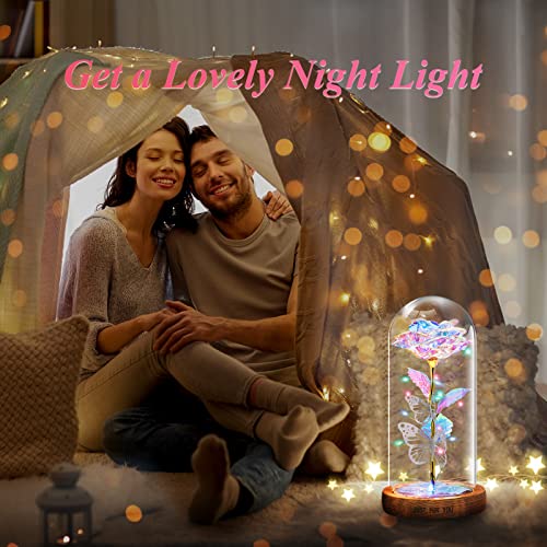 Birthday Gifts For Women Best Friend - Galaxy Rose In Glass Dome Colorful Light Up Rose Flowers Gifts For Mom Her Gift Ideas For Wife Girlfriend Sister Daughter Anniversary Christmas Valentines Day #TOP5