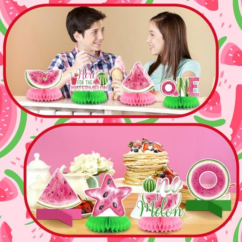 12 Pcs Watermelon Honeycomb Centerpiece One in a Melon Birthday Party Decoration Pink Green Watermelon 1st Table Decoration One in a Melon Table Topper for Birthday Party Favors Supplies by Yuntau - Used condition - Image 7